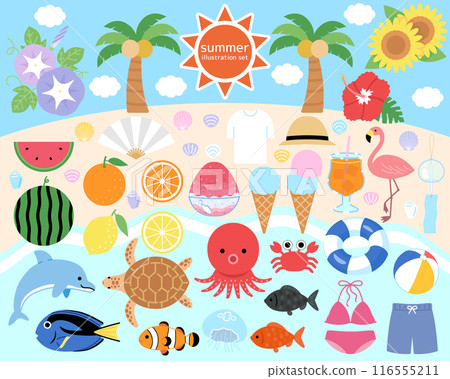 Summer illustration set 116555211