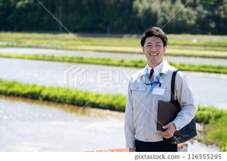 Rice field and staff 116555295