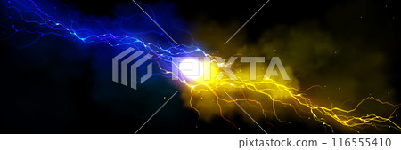 Thunder vs light effect background. Bolt energy 116555410