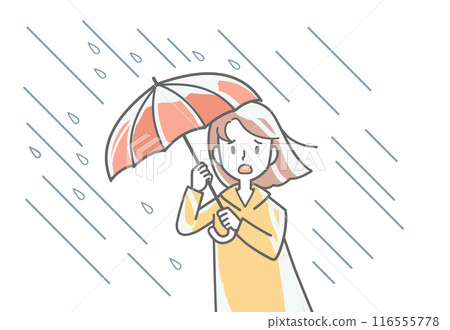 暴雨中打傘的女人 116555778