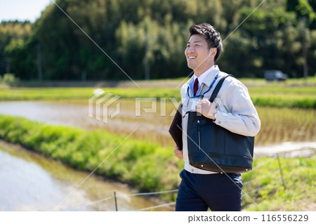 Rice field and staff 116556229