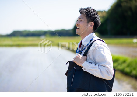 Rice field and staff 116556231