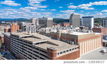 spokane downtown washington aerial view spokane downtown washington aerial view 116556517