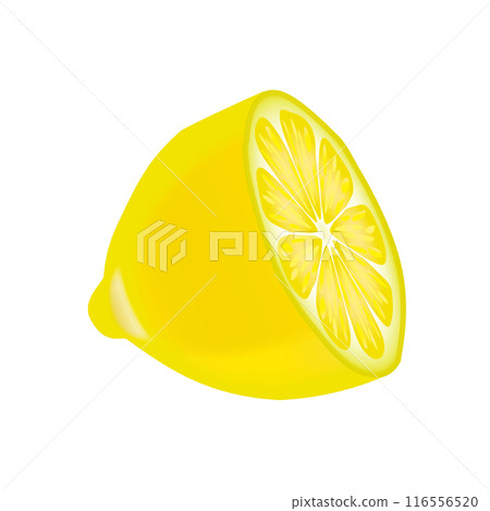 Illustration of a lemon cut in half 116556520