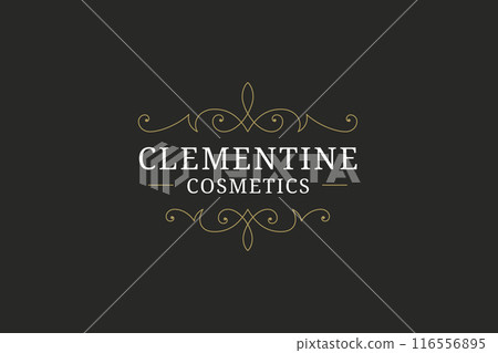 Classic flourish swirl golden luxury line logo design template for premium brand vector 116556895