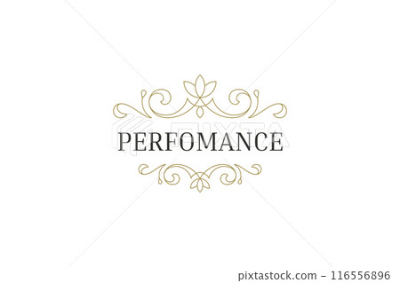 Luxury flourish swirl golden ornate line logo design template vector illustration 116556896