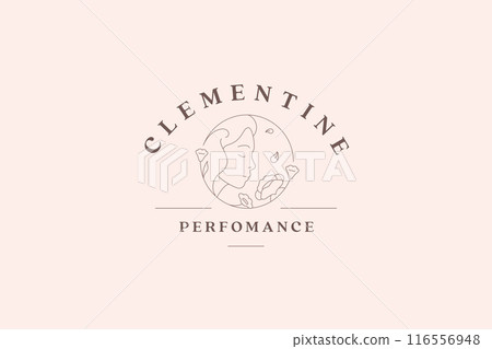 Beauty woman smell blossom flower outline logo design template vector illustration 116556948