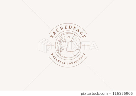 Beautiful woman with wildflower circle line logo design template vector illustration Beautiful woman with wildflower circle line logo design template vector illustration 116556966
