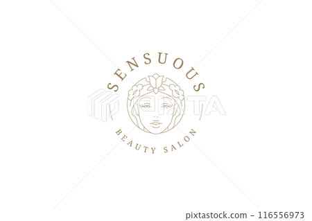 Floral female face natural botanical blossom line logo design template vector illustration Floral female face natural botanical blossom line logo design template vector illustration 116556973