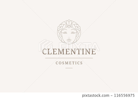 Romantic woman organic flower face outline logo design template for skin care vector illustration Romantic woman organic flower face outline logo design template for skin care vector illustration 116556975