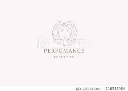 Beautiful woman flower face circle line logo design template vector illustration Beautiful woman flower face circle line logo design template vector illustration 116556984
