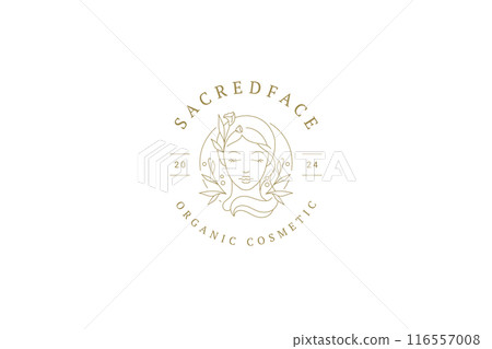 Elegant woman head with wildflower circle outline logo design template vector illustration Elegant woman head with wildflower circle outline logo design template vector illustration 116557008