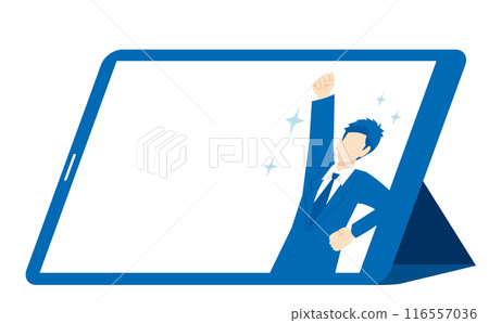 Illustration material of online business tools and working people 116557036