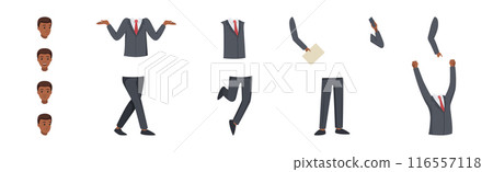 Office Man Character Constructor with Separated Body Part Vector Set Office Man Character Constructor with Separated Body Part Vector Set 116557118