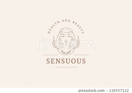 Antique female goddess botany portrait outline logo design template vector illustration Antique female goddess botany portrait outline logo design template vector illustration 116557122