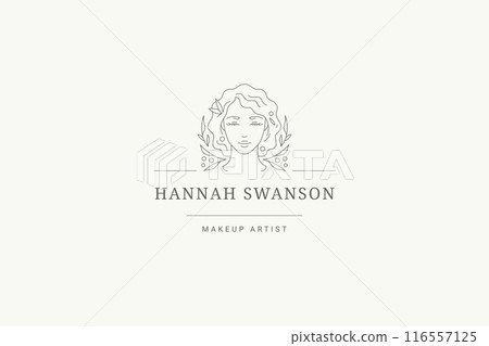 Blossom floral woman portrait minimalist line logo design template vector illustration Blossom floral woman portrait minimalist line logo design template vector illustration 116557125