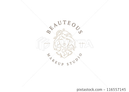 Beautiful woman with flower bust outline logo design template vector illustration Beautiful woman with flower bust outline logo design template vector illustration 116557145