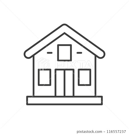 Real estate residential house cottage building thin line art icon vector illustration 116557237