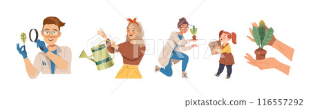 People Character Care of Nature and Green Planet Vector Set 116557292