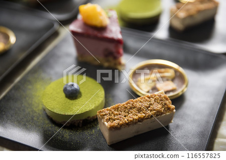 Four types of raw sweets lined up Four types of raw sweets lined up 116557825