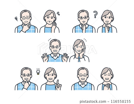 Grandpa Grandma Icon Facial Expression Set Material 116558155