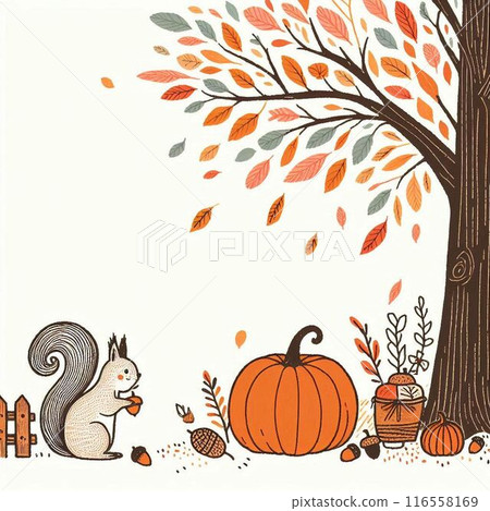 萬聖節南瓜和刺蝟圖 116558169