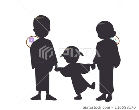 穿著浴衣剪影的家庭 116558170