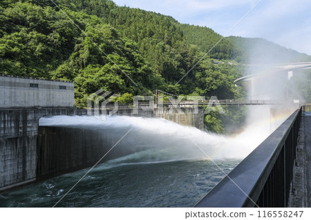 Takizawa Dam releasing water spectacularly Takizawa Dam releasing water spectacularly 116558247
