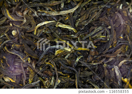 Close-up view of loose leaf black tea. 116558355