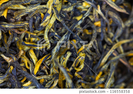Close-up view of loose leaf black tea. 116558358