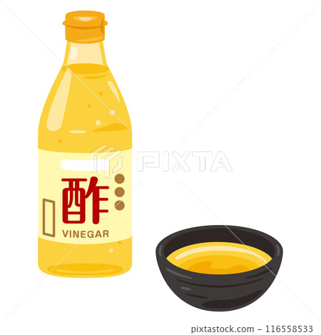 Vinegar in a bottle and in a small bowl 116558533