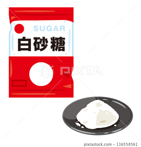 盤子裡的白糖和袋子裡的白糖 盤子裡的白糖和袋子裡的白糖 116558561