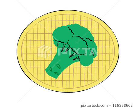Broccoli in a colander illustration | Vector Broccoli in a colander illustration | Vector 116558602