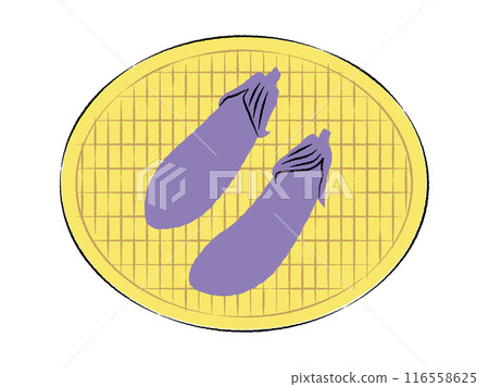 Illustration of eggplant in a colander | Vector Illustration of eggplant in a colander | Vector 116558625