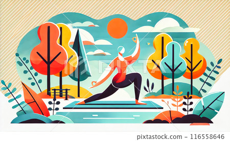 Woman practicing yoga outdoors 116558646