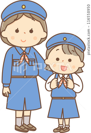 Girl Scout girl and her sister Girl Scout girl and her sister 116558950
