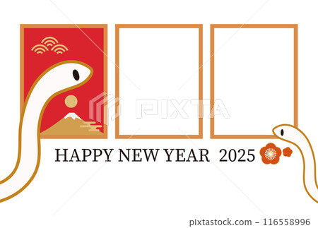 2025 年新年賀卡模板,帶有蛇和富士山插圖,包括相框,水平 2025 年新年賀卡模板,帶有蛇和富士山插圖,包括相框,水平 116558996