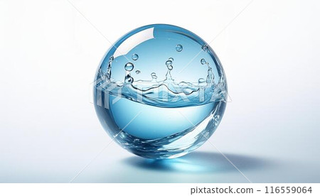 Image of a marble filled with water and splashing 116559064