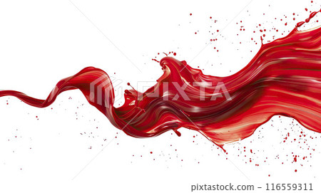 AI-generated item. Red paint splashing isolated on white background. 116559311
