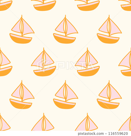 Yacht ships sailboats retro ocean seamless pattern 116559620