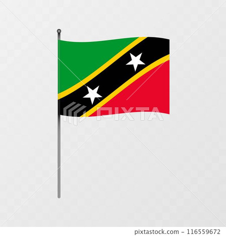 Saint Kitts and Nevis flag on flagpole. Vector illustration. 116559672