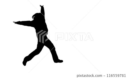 Silhouette of a woman walking while balancing_Wide 116559781