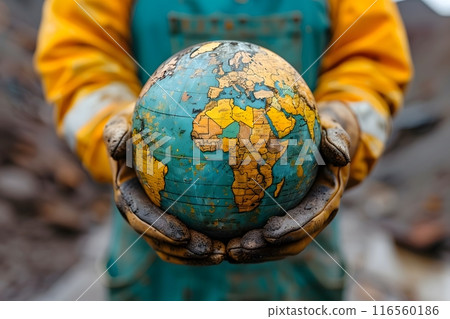 World labor day concepts with global earth model. World labor day concepts with global earth model. 116560186