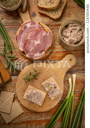 Top view of meat spread 116560486