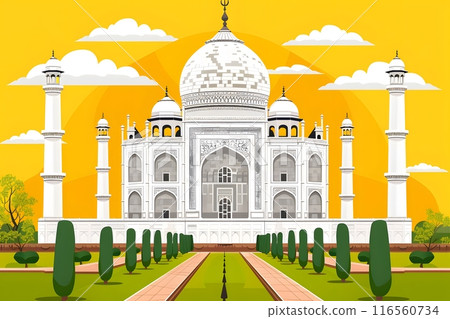 Taj Mahal at india. 2D flat illustration design. 116560734