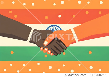 India flag with hands. 2D flat illustration design. 116560756