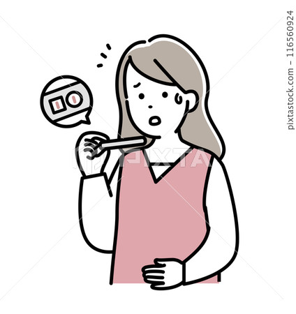 A woman panics after getting a positive pregnancy test result 116560924