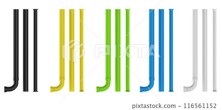 Set of multi color or shades of pvc pipes and joints isolated Set of multi color or shades of pvc pipes and joints isolated 116561152