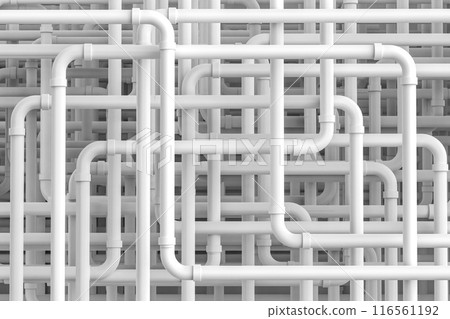 White pipe maze or pipeline background 116561192