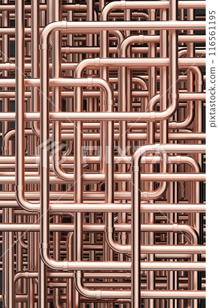 Copper pipe maze or pipeline background Copper pipe maze or pipeline background 116561195